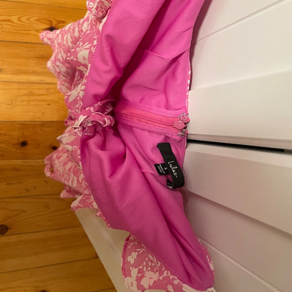 Lulu's Pink Floral Ruffle Mini Dress - Picture 2 of 3